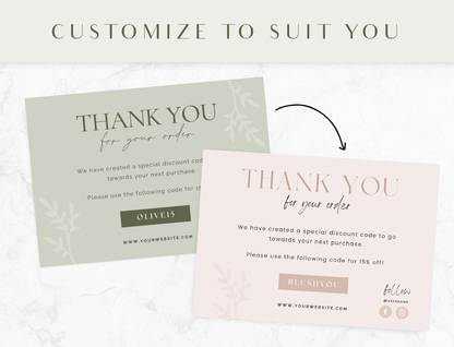 Olive Green Thank You Card Template
