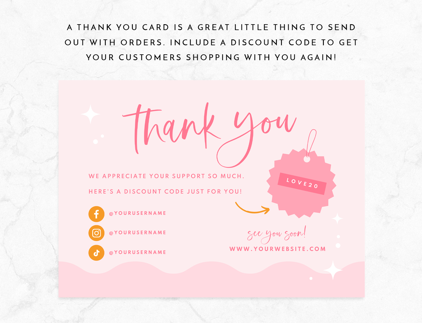 Pink Thank You Card Template
