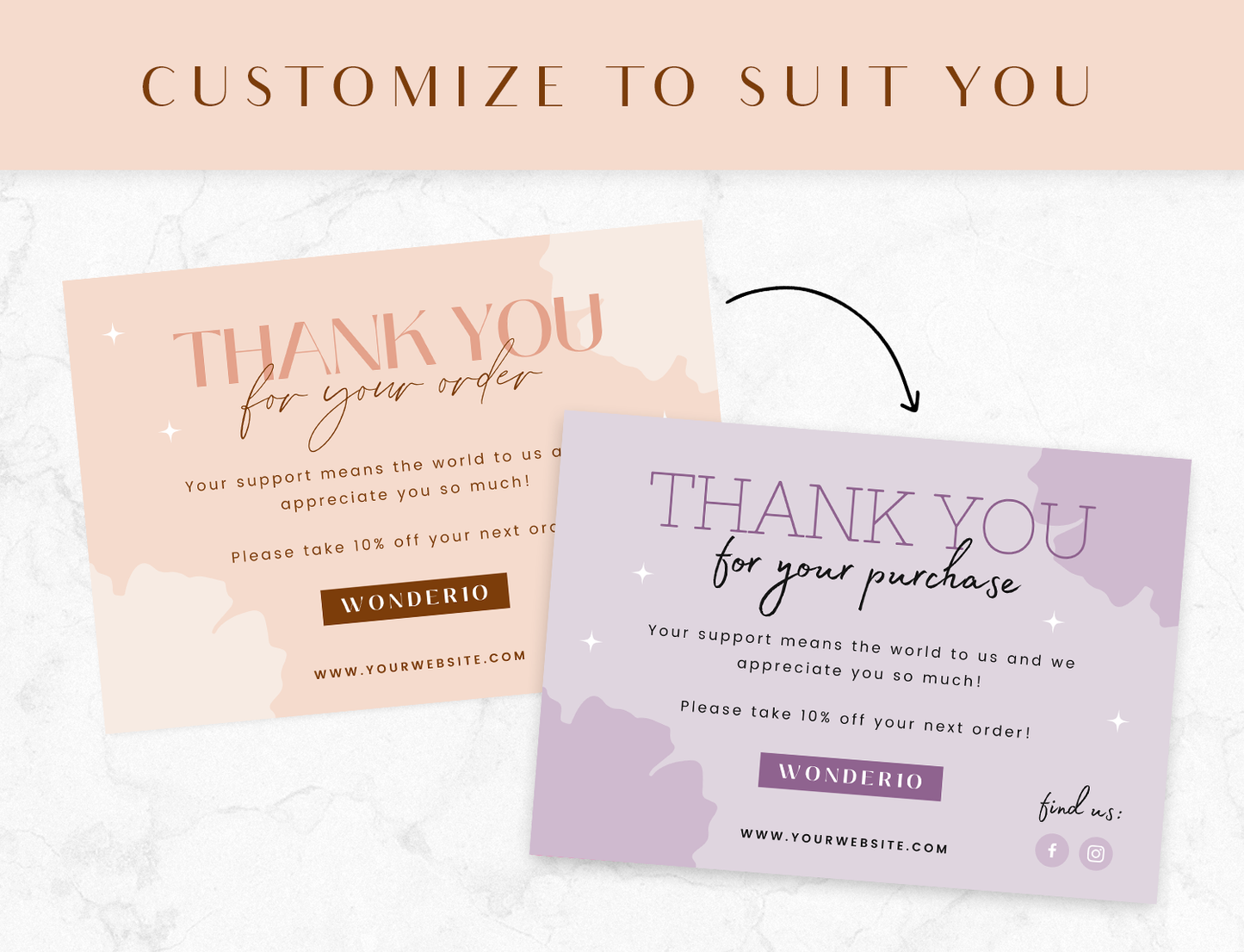 Blush Wonder Thank You Card Template