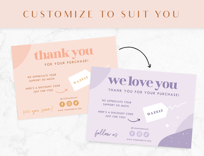 Thank You Card Template - Daze And Magic